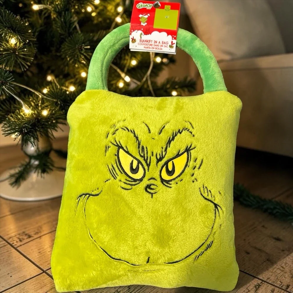 The Grinch Blanket In A Bag Plush Tote Throw Blanket NWT Dr. Seuss